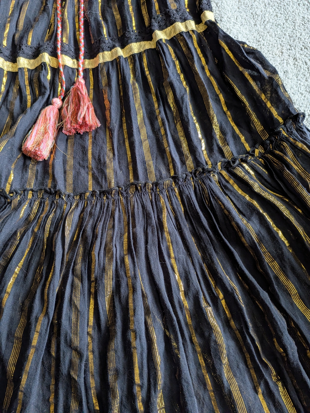 🌼B2G1🌼 VENUS Black Strapless Dress with Gold and Floral Accents - Picture 3 of 9